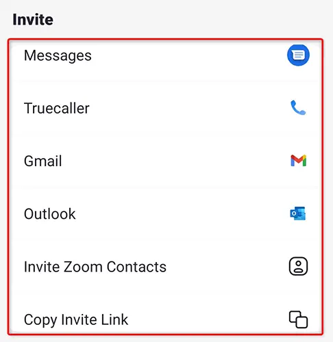 Choose a way to send the meeting invitation.