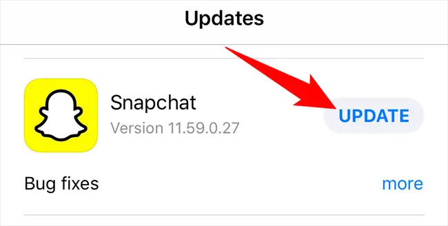 Tap "Updates" next to Snapchat.
