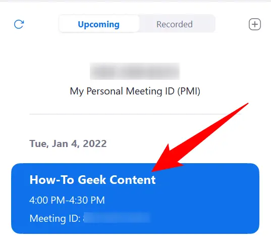 Select a Zoom meeting.