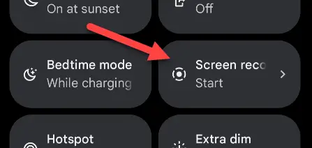 Tippen Sie auf die Kachel „Screen Record“.