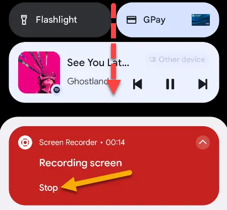 Tap "Stop" to end recording.