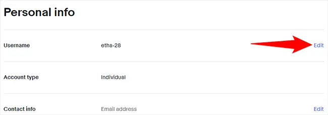 Select "Edit" next to "Username."