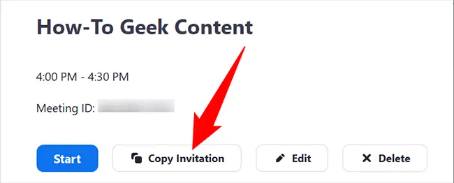 Select "Copy Invitation" on the right pane.