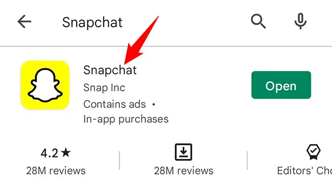 Select "Snapchat" from the search results.