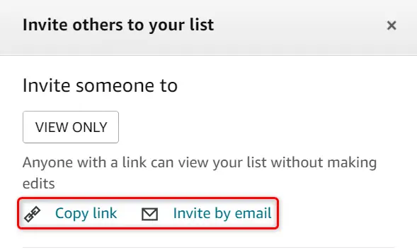 Selectați „Copiați linkul” sau „Invitați prin e-mail”.