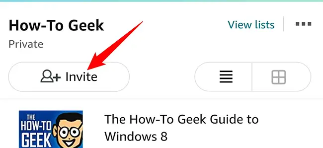 Select "Invite" on the wish list page.