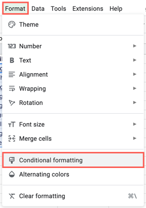 Select Format, Conditional Formatting