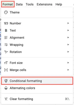 Sélectionnez Format, Mise en forme conditionnelle