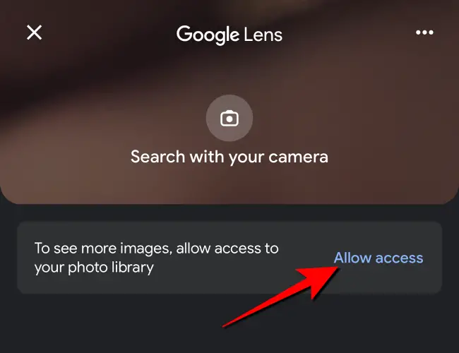 Atingeți opțiunea „Permiteți accesul” pentru a selecta imaginea din aplicația „Fotografii”.