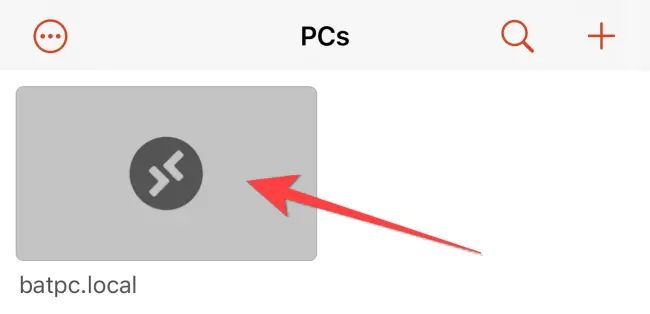 Tippen Sie auf den PC-Namen, um eine Remote-Desktop-Verbindung zu starten.