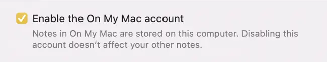 Store Apple Notes on a Mac (not in iCloud)