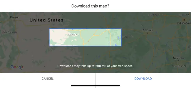 Een offline kaartgebied downloaden in Google Maps op een iPhone.