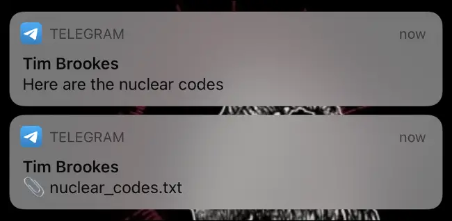 Notifications de télégramme