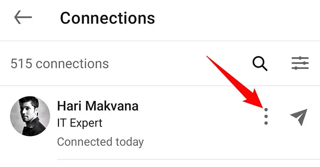Tap the three dots next to a connection.