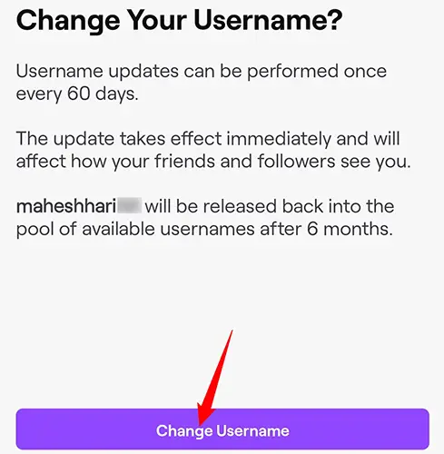Select "Change Username."