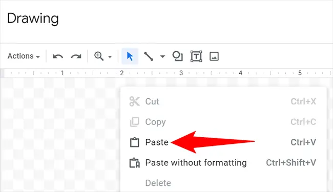 Right-click on the canvas and choose "Paste."