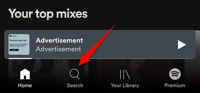 Tap "Search" in the Spotify mobile app.