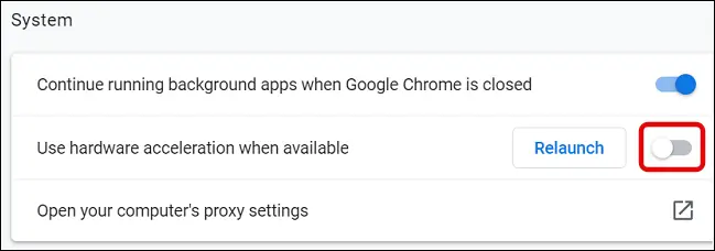 Toggle Off Hardware Acceleration in Chrome