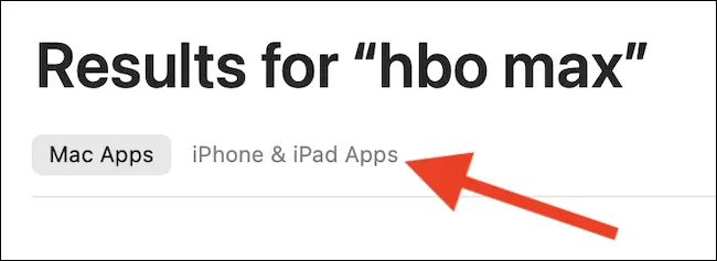 Click the "iPhone & iPad Apps" option under the "Results" header