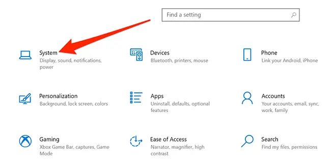 Pantalla de la aplicación de configuración