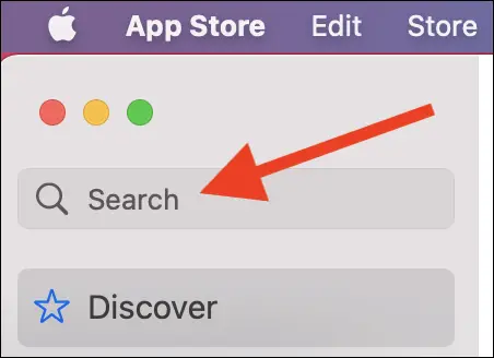Use the search bar in the top-left corner to find an app