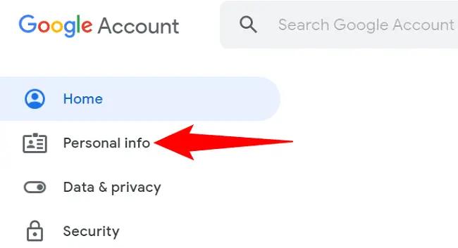 Select "Personal Info" from the left sidebar.