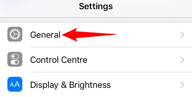 Select "General" in Settings.