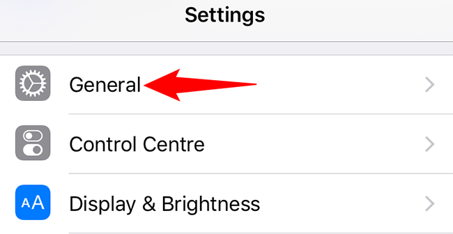 Select "General" in Settings.