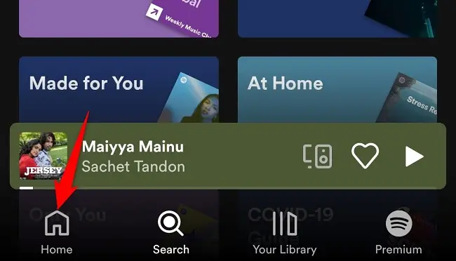 Select "Home" at the bottom.