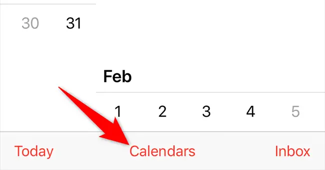 Tap "Calendars" at the bottom.