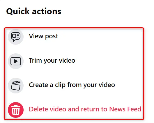 Select an option from "Quick Actions."
