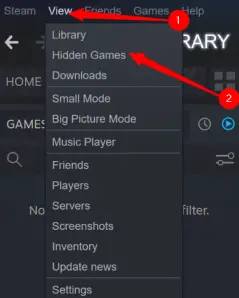 Click "View," then click "Hidden Games."