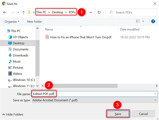 Save the edited PDF file.