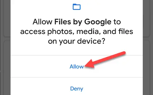 Tik op "Toestaan" om Google toegang te geven tot uw bestanden.