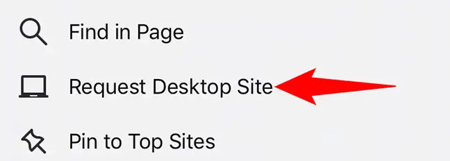 Choose "Request Desktop Site" from the menu.