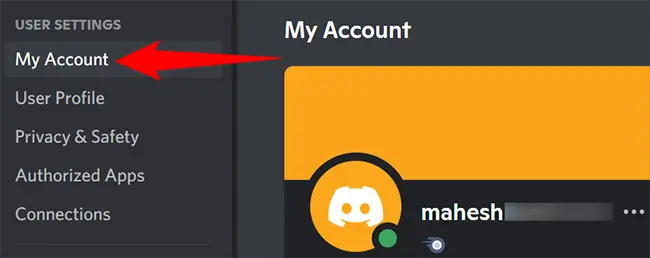 Choose "My Account" from the left sidebar.