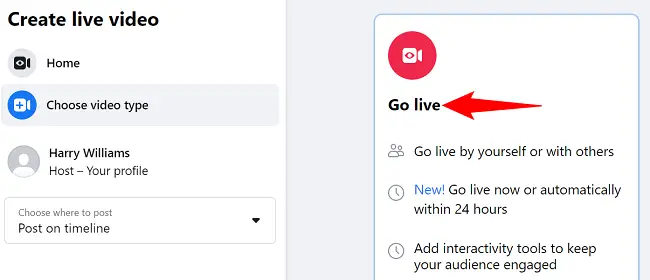 Choose "Go Live" on the right.