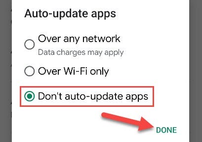 Choose "Don't Auto-update Apps."