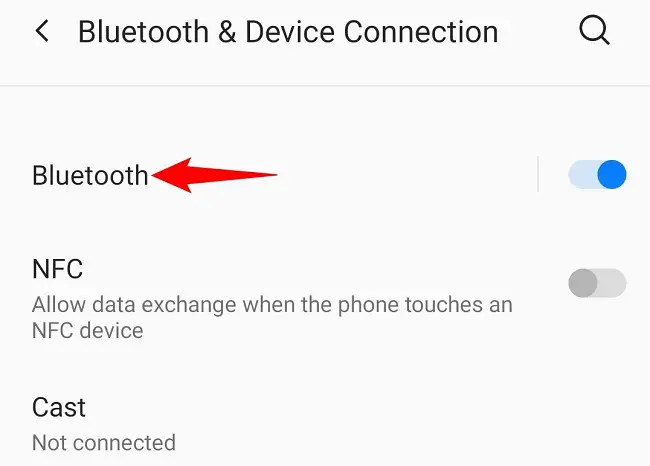 Accédez à Bluetooth et connexion de l'appareil > Bluetooth dans les paramètres.