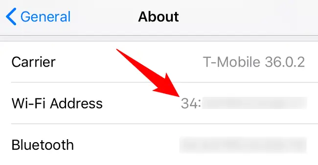 iPhone's MAC address.