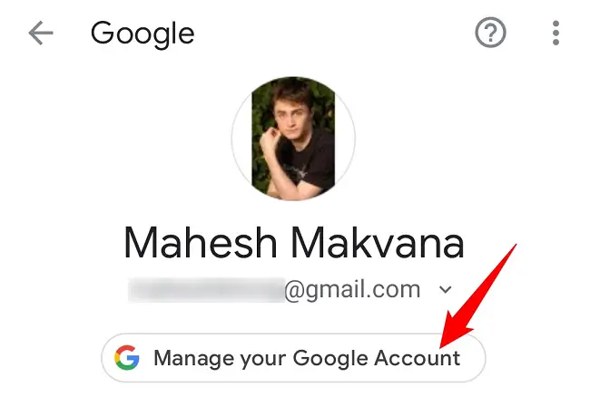 Select "Manage Your Google Account."