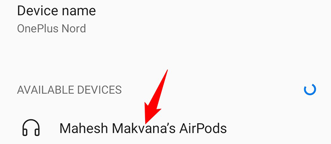 Tap AirPods in the list.