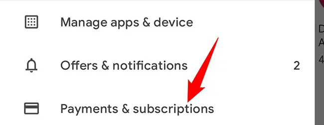 Select "Payments & Subscriptions" from the menu.