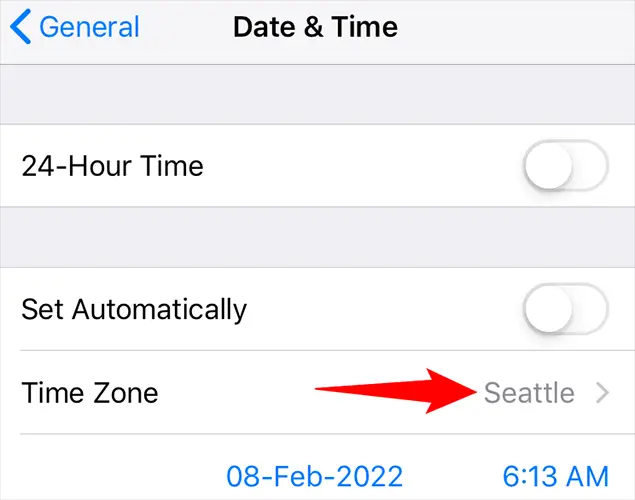 Time zone changed on iPhone.
