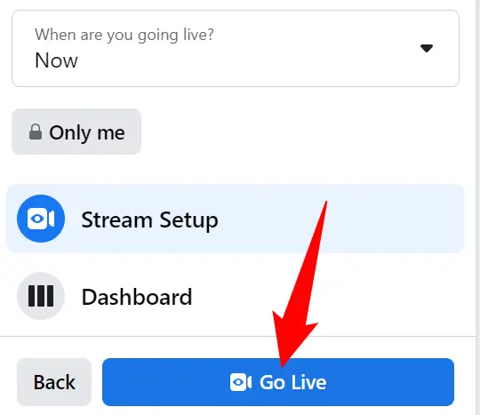 Select "Go Live" at the bottom-left corner.