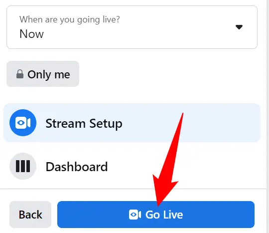Sélectionnez « Go Live » dans le coin inférieur gauche.
