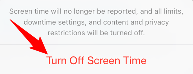 Choose "Turn Off Screen Time" in the prompt.