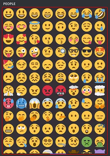 Full reaction emoji list in Discord.