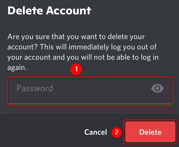 Enter the password in "Password" and select "Delete."
