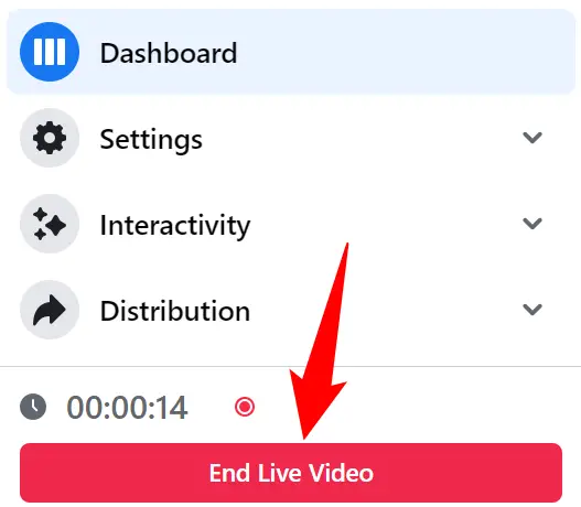 Choose "End Live Video" in the bottom-left corner.